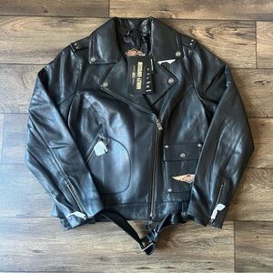 Harley Davidson Women's 120th Anniversary Biker Leather Jacket Black Size Large